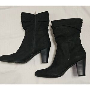 CIRCUS Willow by SAM EDELMAN Black Suede Dress Boot Side Zip 3" Heel Women's 7.5